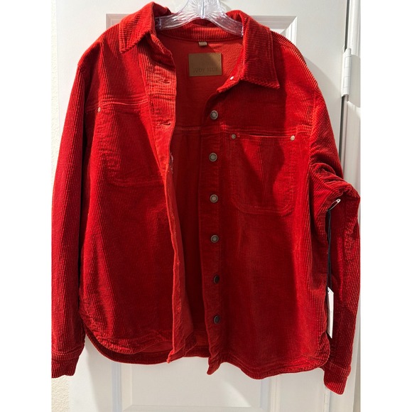 Judy Blue Jackets & Blazers - Judy Blue Rust Red Corduroy Fringe Shacket Jacket JB7831 Womens 1XL NEW
